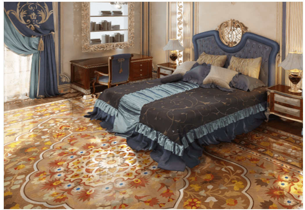 Intarsia Wooden Flooring in Bedroom